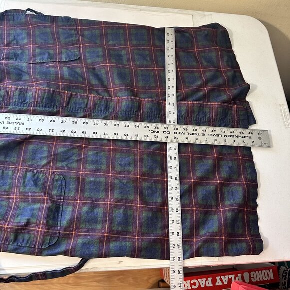 Vtg Saddlebred Plaid Robe Navy Blue Forrest Green One Size 100% Cotton Unisex - Picture 5 of 9